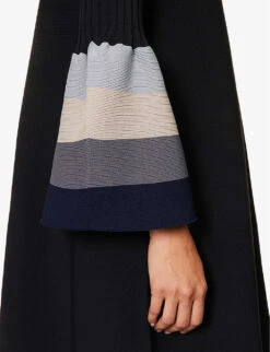 Pottery Flared-hem Recycled-polyester Knitted Midi Dress 9 Pottery Flared-hem Recycled-polyester Knitted Midi Dress -Ted Bakee Clothing Shop R04157877 BLACKMULTI ALT04