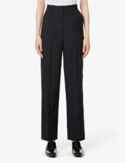 Straight-leg Mid-rise Wool Trousers -Ted Bakee Clothing Shop R04160112 DARKBLUE ALT02