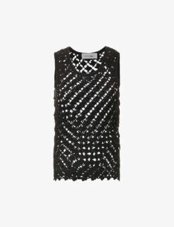 Scallop-trim Semi-sheer Knitted Top