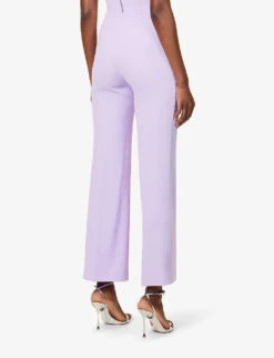 Pressed-crease Mid-rise Flared Stretch-woven Trousers -Ted Bakee Clothing Shop R04160614 LILAC ALT03