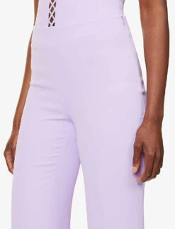 Pressed-crease Mid-rise Flared Stretch-woven Trousers -Ted Bakee Clothing Shop R04160614 LILAC ALT04