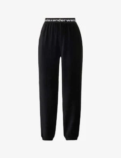 ALEXANDER WANG Branded-waistband Tapered-leg Mid-rise Cotton-blend Trousers