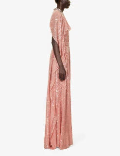 Erdem Rhinestone-embellished Flared-hem Woven Maxi Dress 7 Erdem Rhinestone-embellished Flared-hem Woven Maxi Dress -Ted Bakee Clothing Shop R04160735 PINK ALT02
