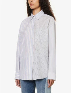 STELLA MCCARTNEY Striped Patch-pocket Cotton Shirt 8 STELLA MCCARTNEY Striped Patch-pocket Cotton Shirt -Ted Bakee Clothing Shop R04160781 MULTICOLOR8485 ALT02