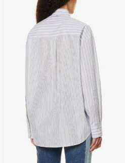 STELLA MCCARTNEY Striped Patch-pocket Cotton Shirt 9 STELLA MCCARTNEY Striped Patch-pocket Cotton Shirt -Ted Bakee Clothing Shop R04160781 MULTICOLOR8485 ALT03