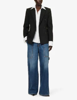 STELLA MCCARTNEY Brand-patch Contrast-stitch Wide-leg Mid-rise Jeans -Ted Bakee Clothing Shop R04160793 DARKBLUE ALT02