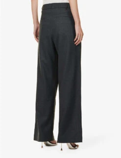 BEC + BRIDGE Jamie Wide-leg Mid-rise Wool-blend Trousers -Ted Bakee Clothing Shop R04161128 CHARCOAL ALT03