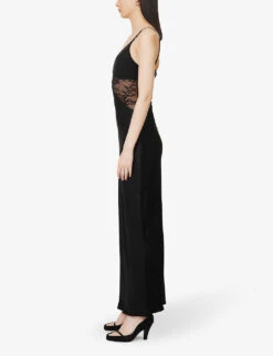 BEC + BRIDGE Nora Lace-panel Woven Maxi Dress -Ted Bakee Clothing Shop R04161136 BLACK ALT02