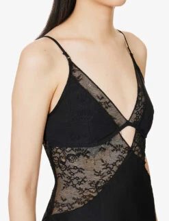 BEC + BRIDGE Nora Lace-panel Woven Maxi Dress -Ted Bakee Clothing Shop R04161136 BLACK ALT04