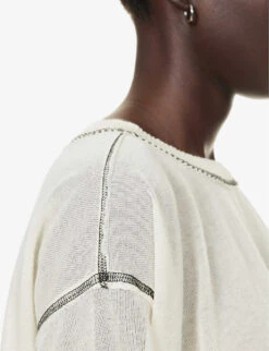 Relaxed-fit Sheer Cotton-blend Knitted Top -Ted Bakee Clothing Shop R04164413 NATURAL ALT04