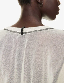 Relaxed-fit Sheer Cotton-blend Knitted Top -Ted Bakee Clothing Shop R04164413 NATURAL ALT05