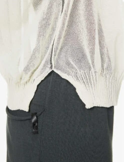 Relaxed-fit Sheer Cotton-blend Knitted Top -Ted Bakee Clothing Shop R04164413 NATURAL ALT06