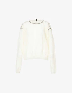 Relaxed-fit Sheer Cotton-blend Knitted Top