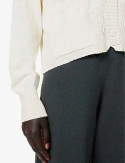 V-neck Patch-pocket Cotton Knitted Cardigan -Ted Bakee Clothing Shop R04164418 NATURAL ALT04