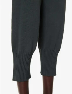 Mid-rise Tapered-leg Cotton Knitted Trousers -Ted Bakee Clothing Shop R04164419 SALVIA ALT05