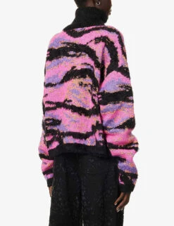 ERL Tiger Striped Mohair Wool-blend Jumper -Ted Bakee Clothing Shop R04165350 ERLPINKRAVECAMO ALT03