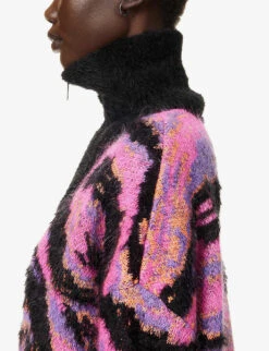 ERL Tiger Striped Mohair Wool-blend Jumper -Ted Bakee Clothing Shop R04165350 ERLPINKRAVECAMO ALT04