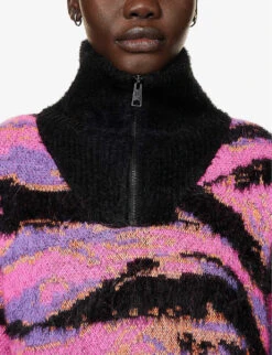 ERL Tiger Striped Mohair Wool-blend Jumper -Ted Bakee Clothing Shop R04165350 ERLPINKRAVECAMO ALT05