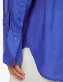 ME AND EM Oversized Dropped-shoulder Oversized-fit Cotton Shirt -Ted Bakee Clothing Shop R04165543 ELECTRICBLUE ALT05