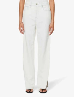 GOOD AMERICAN Good Boy Side-split Relaxed-fit Denim-blend Jeans -Ted Bakee Clothing Shop R04166599 INDIGO497 ALT03