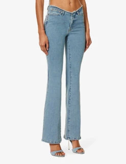 GOOD AMERICAN Good Legs Flared Low-rise Stretch-denim Jeans -Ted Bakee Clothing Shop R04166603 INDIGO492 ALT03