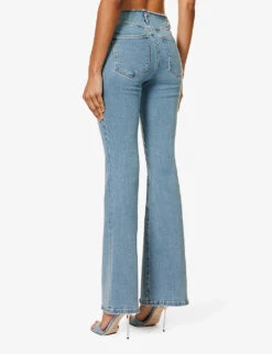 GOOD AMERICAN Good Legs Flared Low-rise Stretch-denim Jeans -Ted Bakee Clothing Shop R04166603 INDIGO492 ALT04