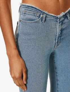 GOOD AMERICAN Good Legs Flared Low-rise Stretch-denim Jeans -Ted Bakee Clothing Shop R04166603 INDIGO492 ALT05