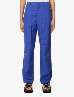 Rag & Bone Kai Tapered-leg High-rise Cotton-poplin Trousers -Ted Bakee Clothing Shop R04166657 BRTBLUE ALT02