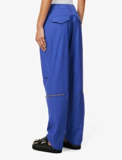 Rag & Bone Kai Tapered-leg High-rise Cotton-poplin Trousers -Ted Bakee Clothing Shop R04166657 BRTBLUE ALT03
