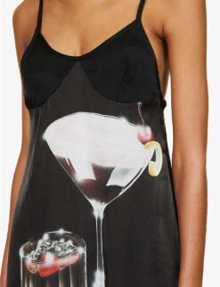 FIORUCCI Mascara Graphic-print Woven Mini Dress -Ted Bakee Clothing Shop R04168322 BLACK ALT04