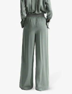 Reiss Imogen Wide-leg High-rise Woven Trousers -Ted Bakee Clothing Shop R04168983 SAGE ALT03