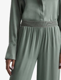 Reiss Imogen Wide-leg High-rise Woven Trousers -Ted Bakee Clothing Shop R04168983 SAGE ALT04