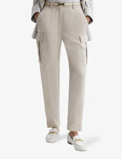 Reiss Becca Tapered-leg High-rise Woven Trousers -Ted Bakee Clothing Shop R04168989 STONE ALT02