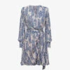 Reiss Marine Leaf-print Metallic-lurex Woven Mini Dress