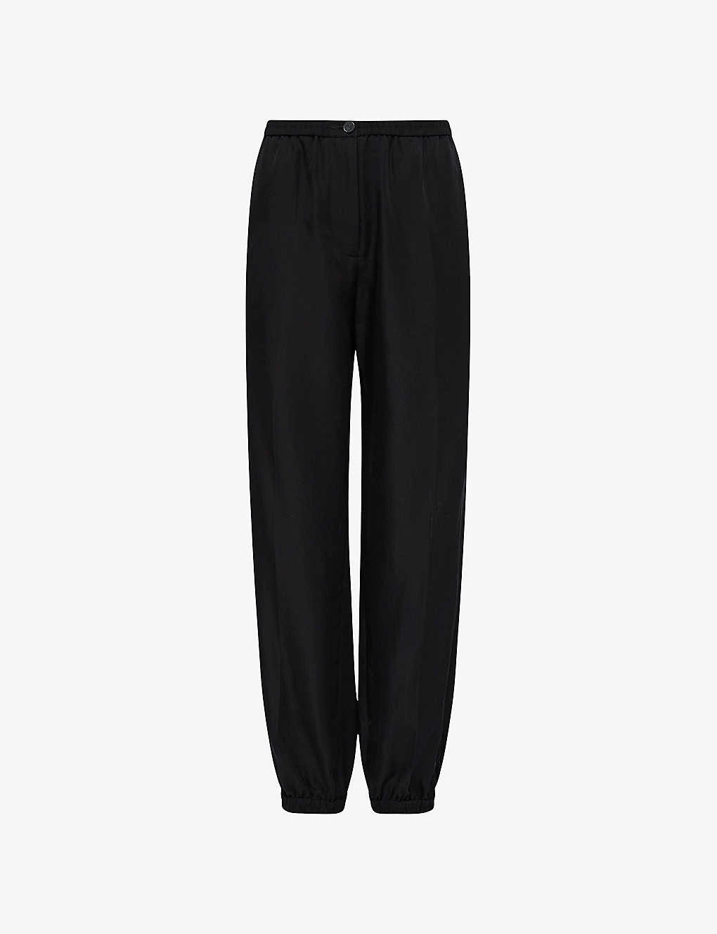 Joseph Taio Elasticated-waist Tapered-leg Silk-cotton Blend Trousers 1 Joseph Taio Elasticated-waist Tapered-leg Silk-cotton Blend Trousers
