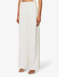 Rossi High-rise Wide-leg Relaxed-fit Woven Trousers -Ted Bakee Clothing Shop R04171073 WHITE ALT02