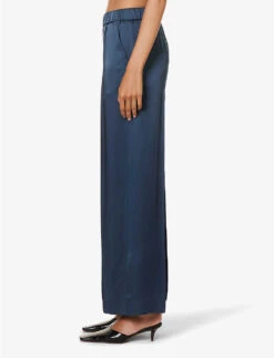 Jil Sander Split-hem Elasticated-waist Wide-leg Mid-rise Woven Trousers -Ted Bakee Clothing Shop R04173105 19 ALT02