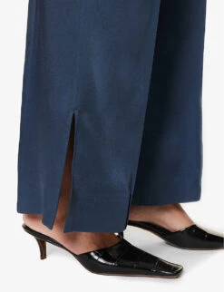Jil Sander Split-hem Elasticated-waist Wide-leg Mid-rise Woven Trousers -Ted Bakee Clothing Shop R04173105 19 ALT04