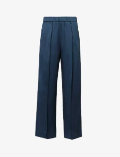 Jil Sander Split-hem Elasticated-waist Wide-leg Mid-rise Woven Trousers