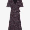 THE KOOPLES Floral-print Woven Wrap Midi Dress