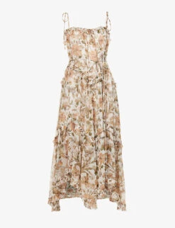 Zimmermann Chintz Floral-print Flared-hem Regular-fit Woven Midi Dress
