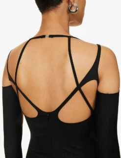 Monsoon Cut-out Stretch-woven Mini Dress 11 Monsoon Cut-out Stretch-woven Mini Dress -Ted Bakee Clothing Shop R04174809 BLACK ALT05