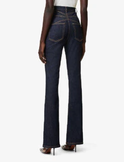 High-rise Flared-leg Regular-fit Cotton-blend Jeans -Ted Bakee Clothing Shop R04179411 BLEUDENIM ALT03