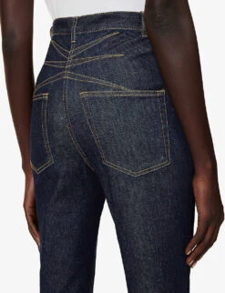 High-rise Flared-leg Regular-fit Cotton-blend Jeans -Ted Bakee Clothing Shop R04179411 BLEUDENIM ALT04