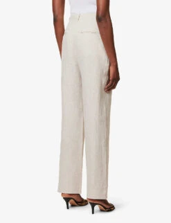 Mason Straight-leg High-rise Linen Trousers -Ted Bakee Clothing Shop R04179530 OATMEAL ALT03