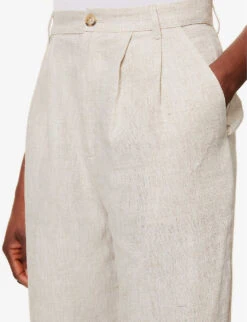 Mason Straight-leg High-rise Linen Trousers -Ted Bakee Clothing Shop R04179530 OATMEAL ALT04