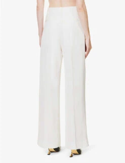 Victoria Beckham Mid-rise Wide-leg Woven Trousers 8 Victoria Beckham Mid-rise Wide-leg Woven Trousers -Ted Bakee Clothing Shop R04180524 WHITE ALT03