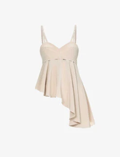 Victoria Beckham Asymmetric Sweetheart-neck Silk Top