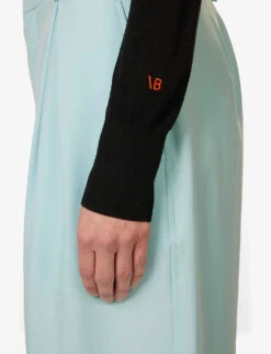 Victoria Beckham Long-sleeved Polo-neck Wool Body -Ted Bakee Clothing Shop R04180560 BLACK ALT05