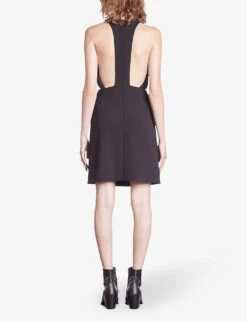 THE KOOPLES Chain-embellished High-neck Stretch-woven Mini Dress -Ted Bakee Clothing Shop R04180590 BLACK ALT03